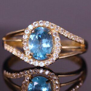 14k Yellow Gold Blue Apatite Ring
